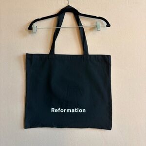 Reformation‎ Black Canvas Classic Tote Bag Chic Eco Friendly Shopper Gym